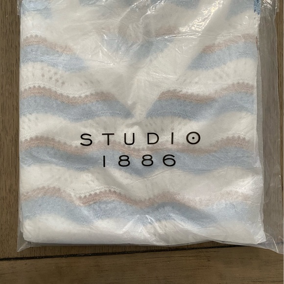 New Studio 1886 v neck Sweater striped open knit women’s Large L - Picture 4 of 5